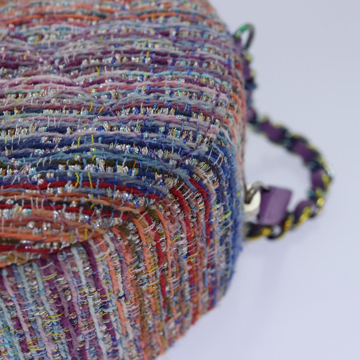 Top Quality Chanel Matelasse Chain Shoulder Bag Tweed Rainbow CC Auth 78364S