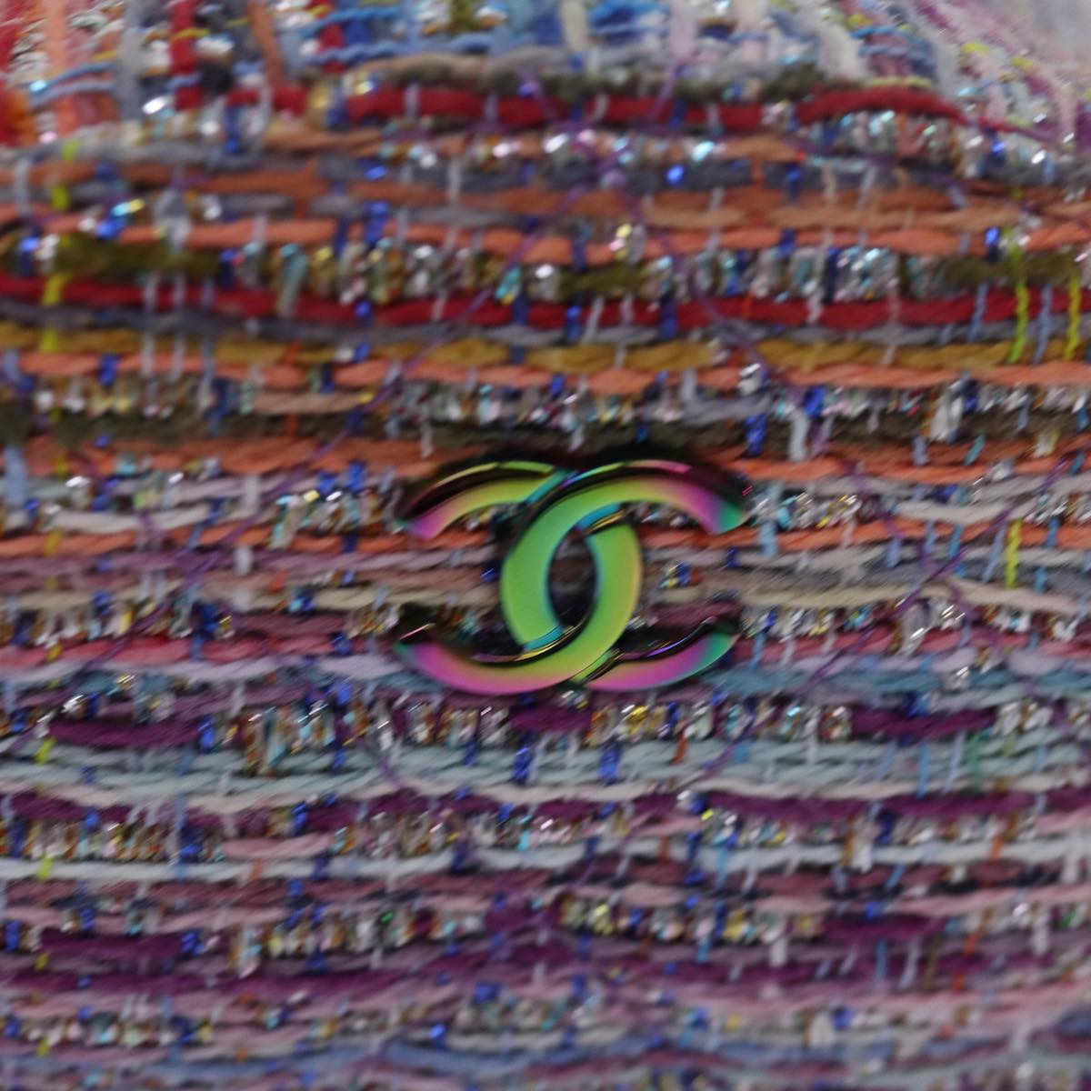 Top Quality Chanel Matelasse Chain Shoulder Bag Tweed Rainbow CC Auth 78364S