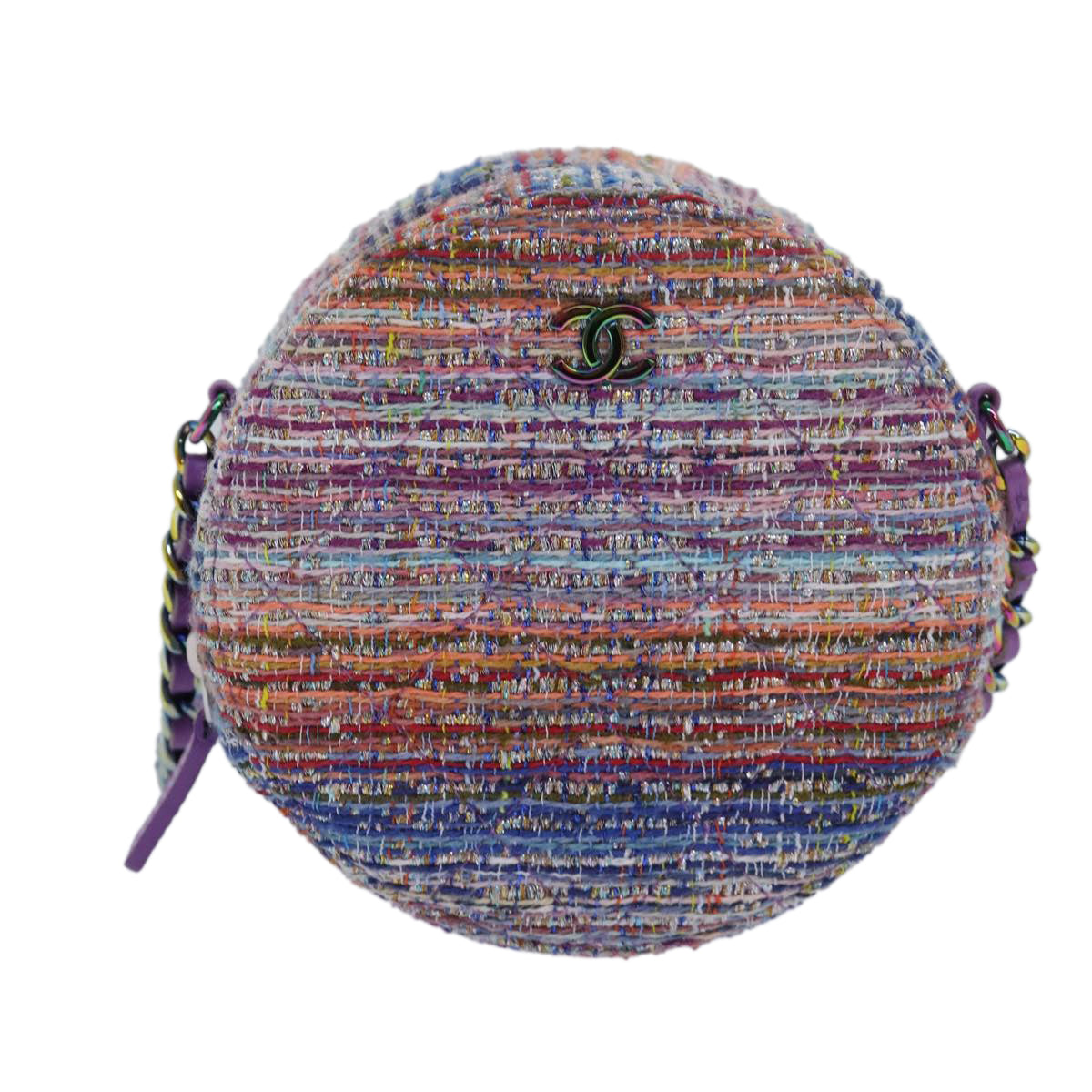 Top Quality Chanel Matelasse Chain Shoulder Bag Tweed Rainbow CC Auth 78364S
