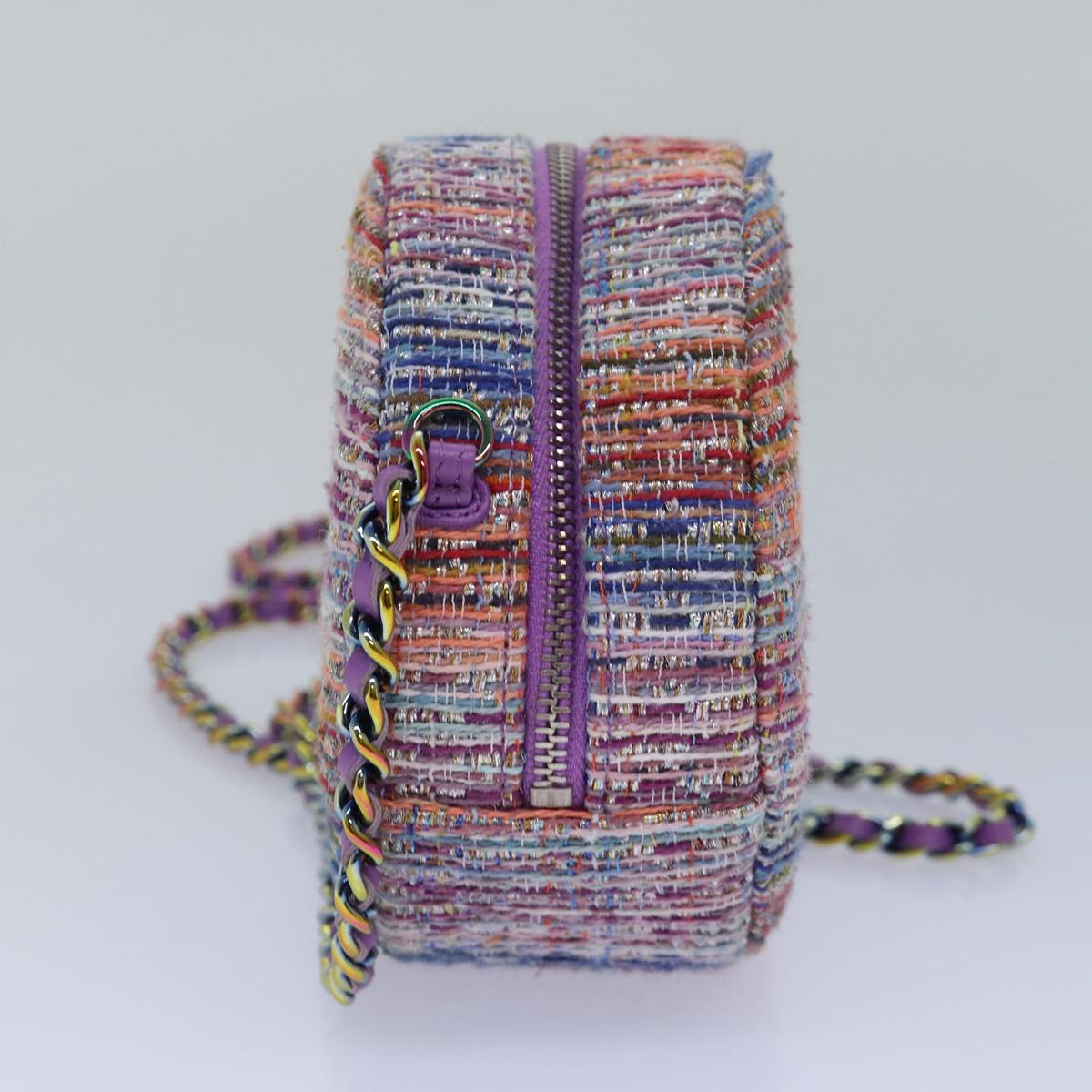 Top Quality Chanel Matelasse Chain Shoulder Bag Tweed Rainbow CC Auth 78364S