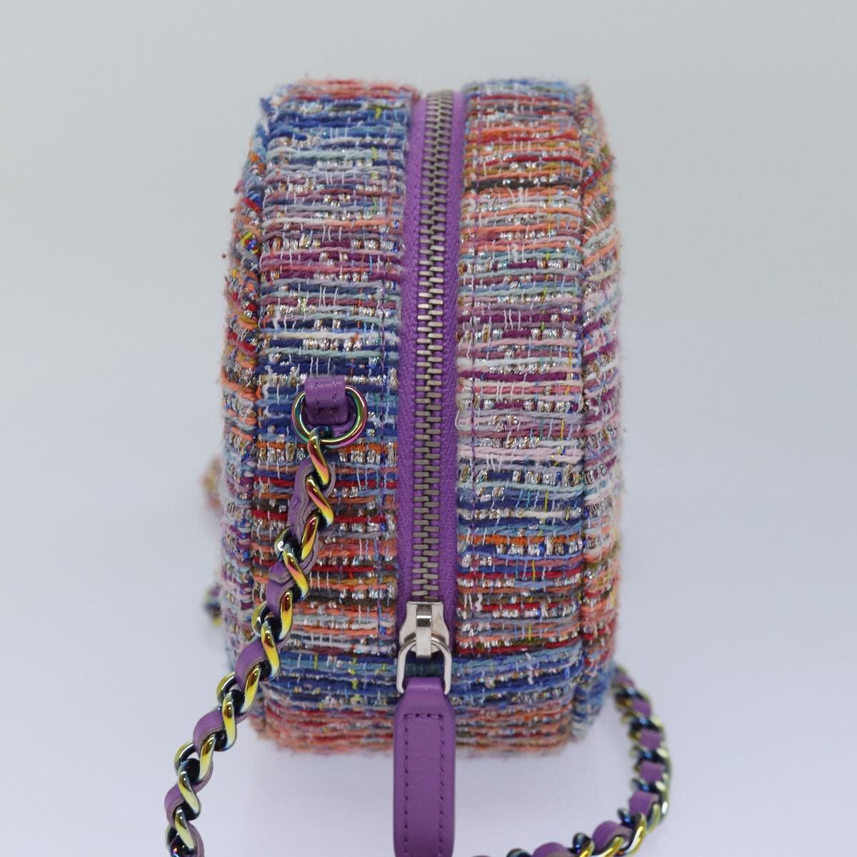 Top Quality Chanel Matelasse Chain Shoulder Bag Tweed Rainbow CC Auth 78364S