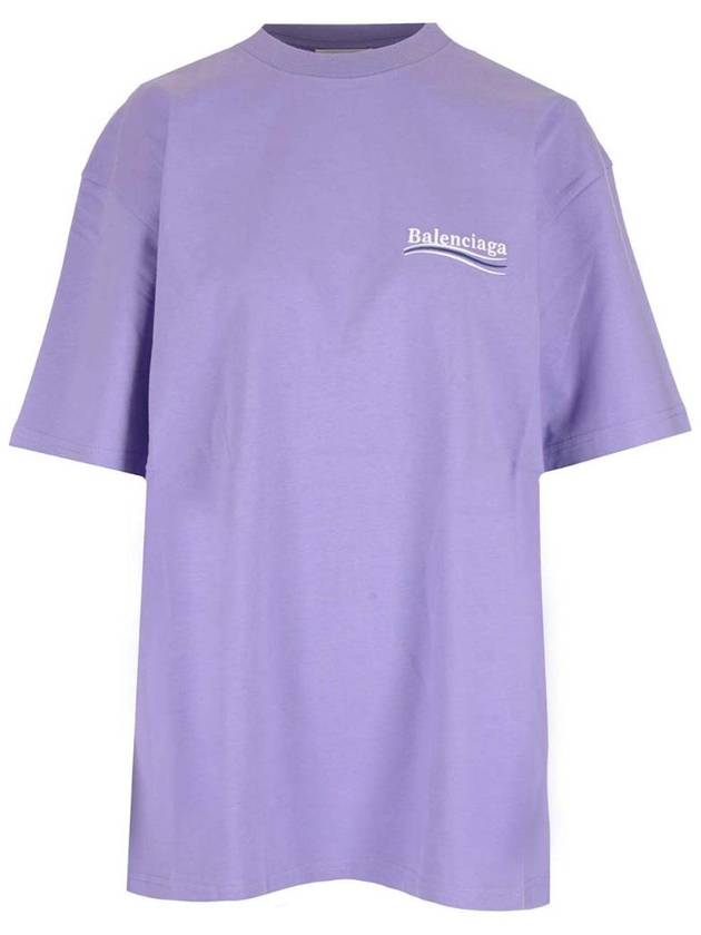 Luxury Balenciaga  Wave Logo Political Campaign Large Fit Short Sleeve T-Shirt Purple