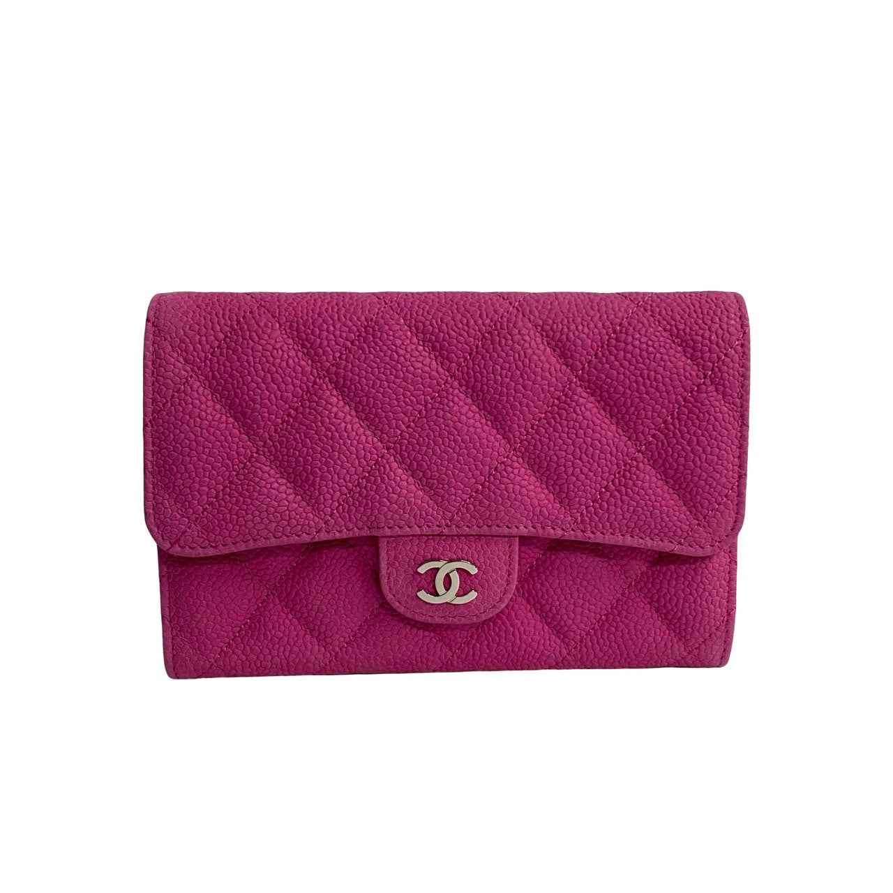 CHANEL Bifold Wallet Matt caviar skin pink Matrasse Caviar skin