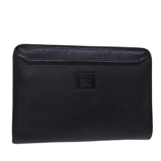 BurberrySs Clutch Bag Leather Black Auth 78604