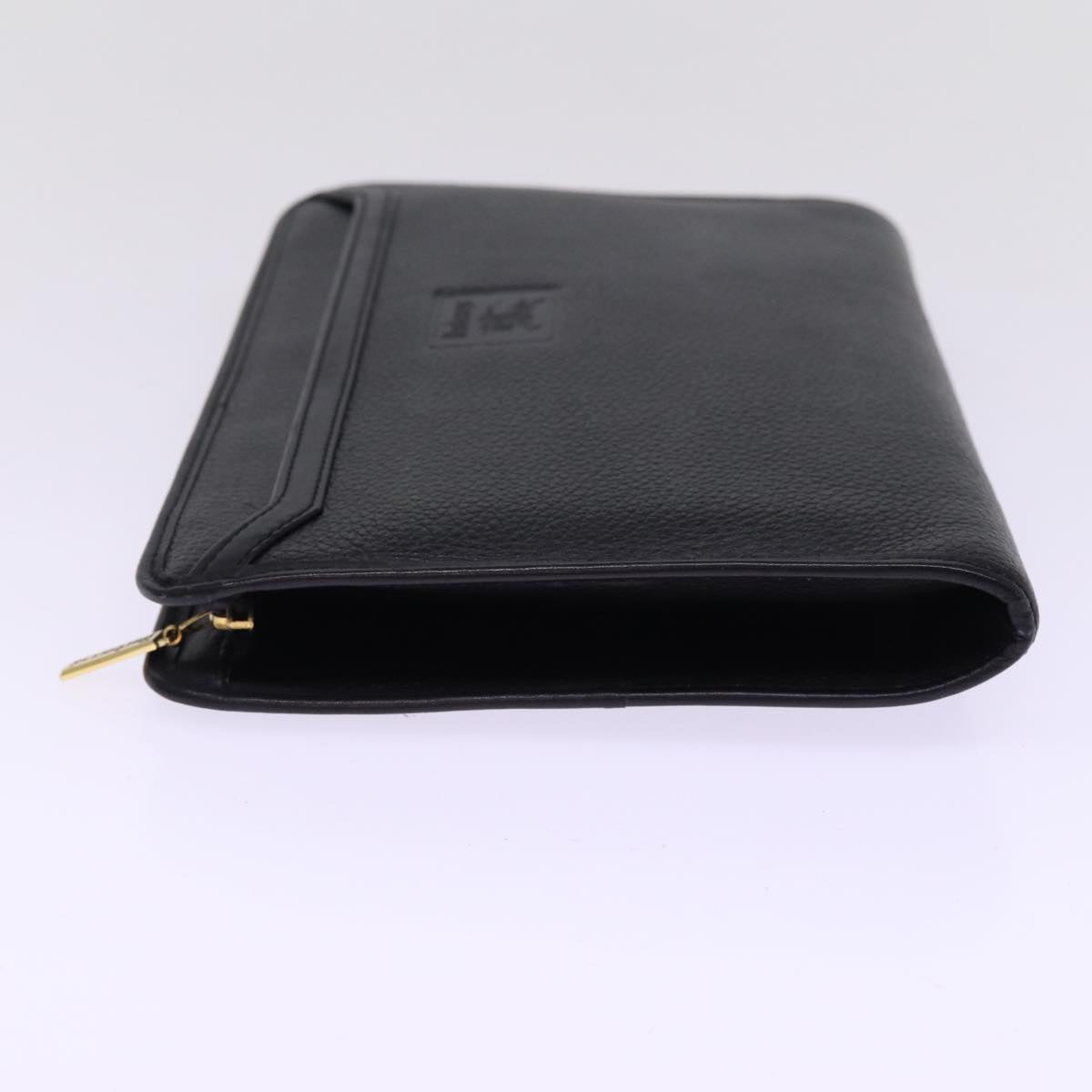 BurberrySs Clutch Bag Leather Black Auth 78604