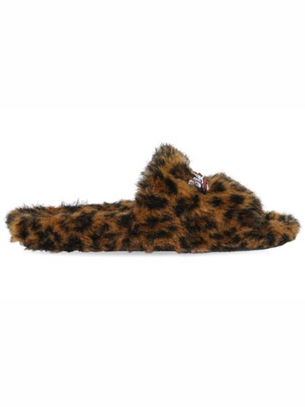 Luxury Balenciaga  Leopard Pattern Fake Fur Slide Slippers