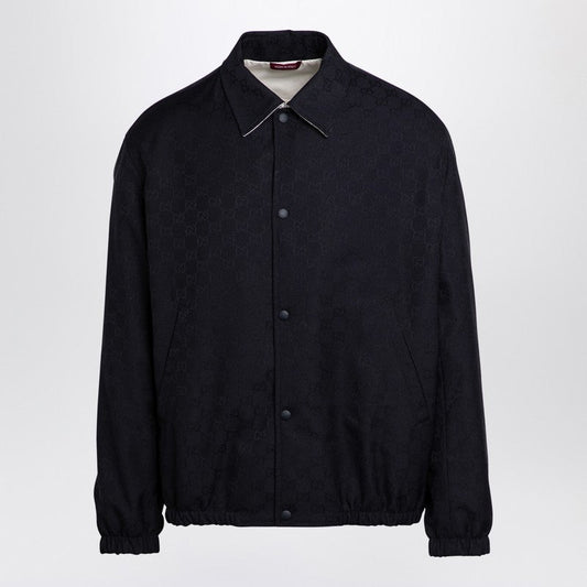 Gucci Reversible Navy Blue Jacket In Gg Fabric Men
