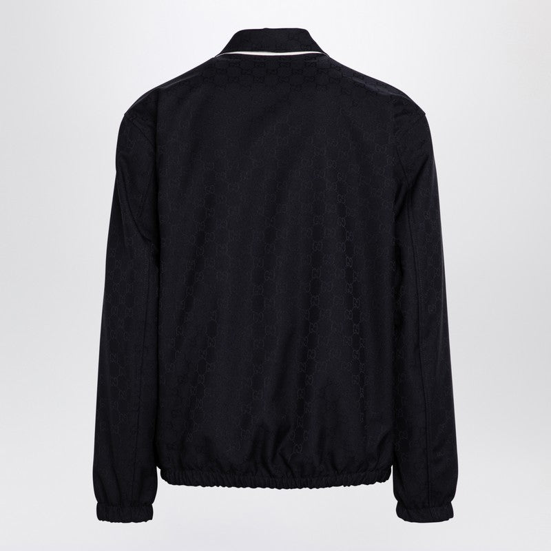 Gucci Reversible Navy Blue Jacket In Gg Fabric Men