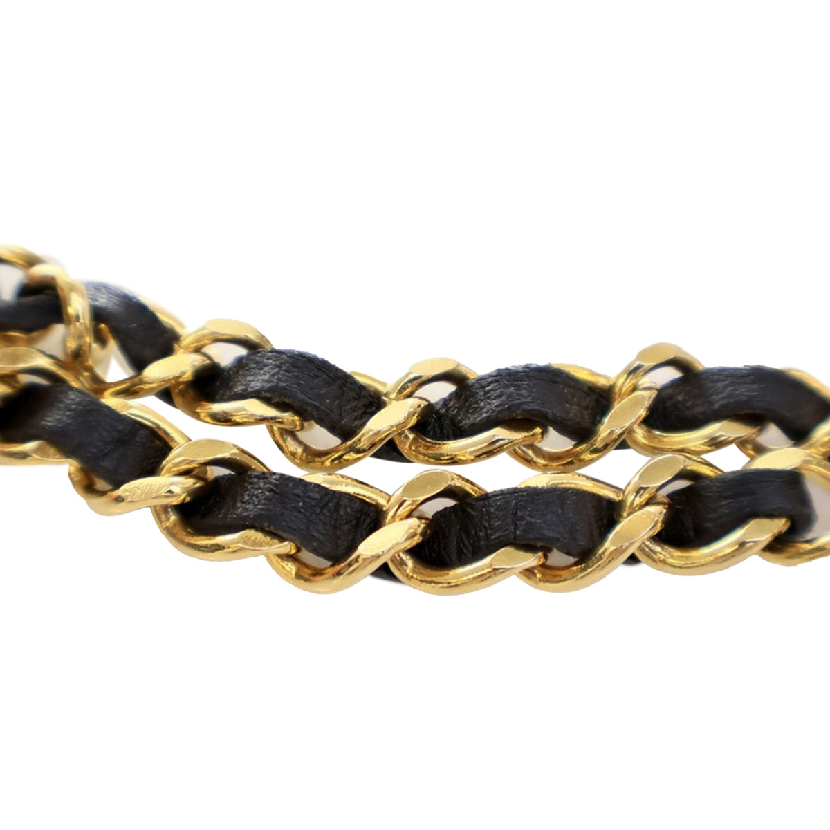 Gold Chanel Gold Plated Medallion Leather Woven Chain Belt