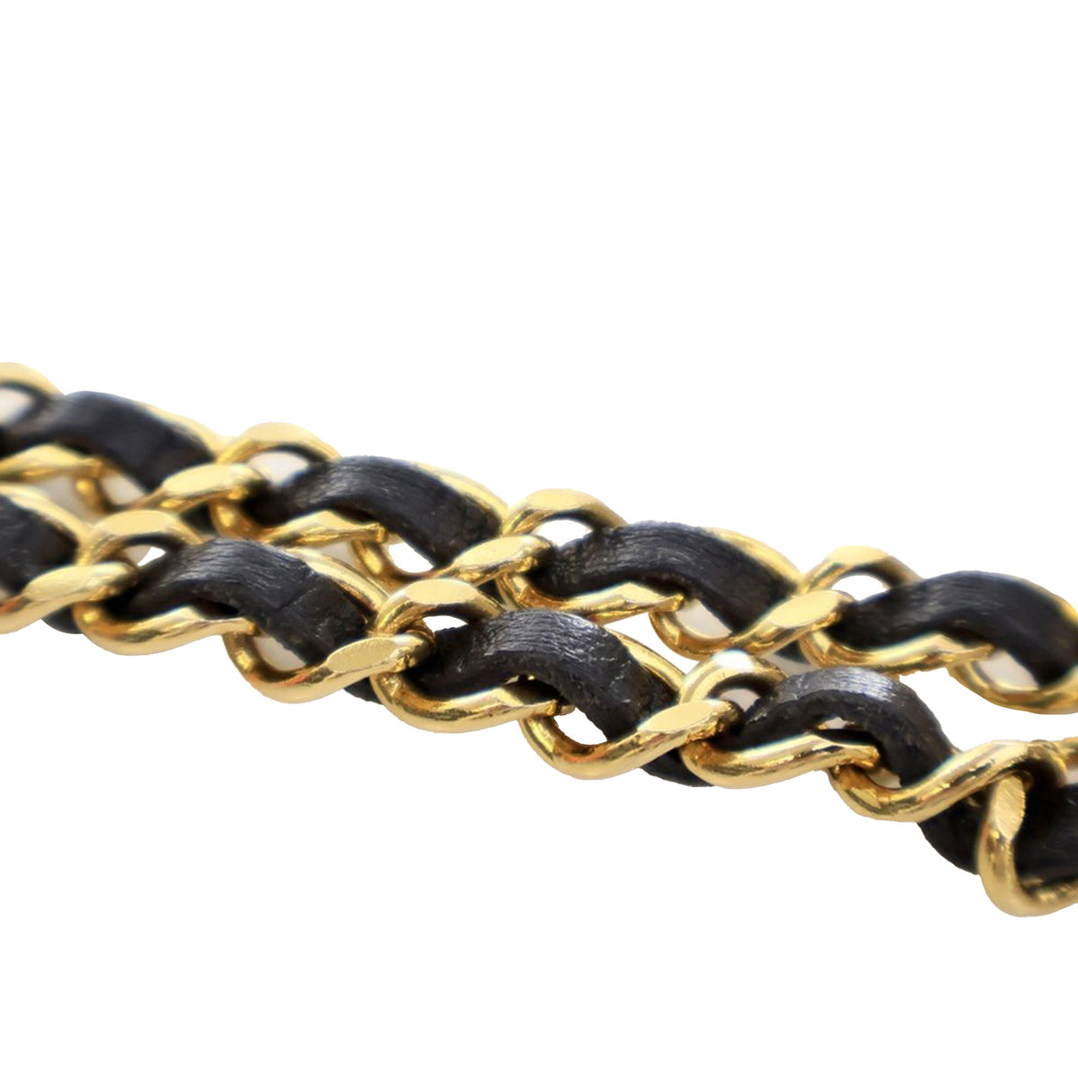 Gold Chanel Gold Plated Medallion Leather Woven Chain Belt