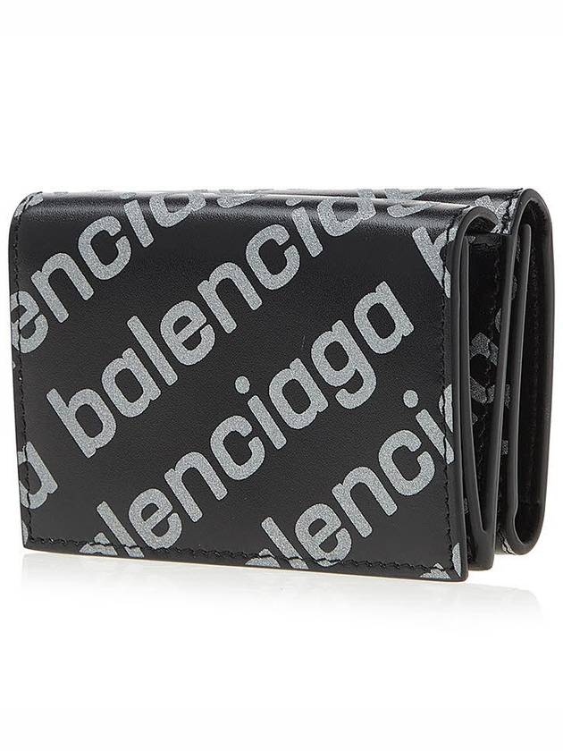 Luxury Balenciaga  All-Over Logo Tri-Fold Half Wallet Black