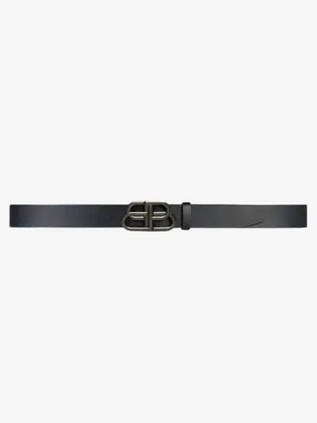 Luxury Balenciaga  Buckle Logo Leather Belt Black