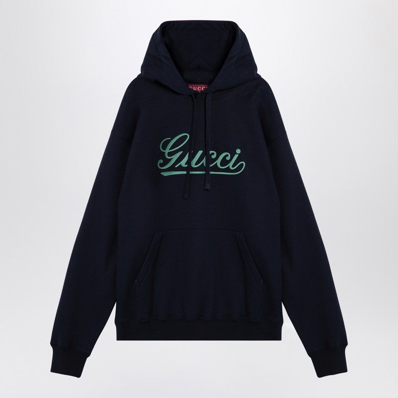 Gucci Navy Blue Hoodie With Logo Men