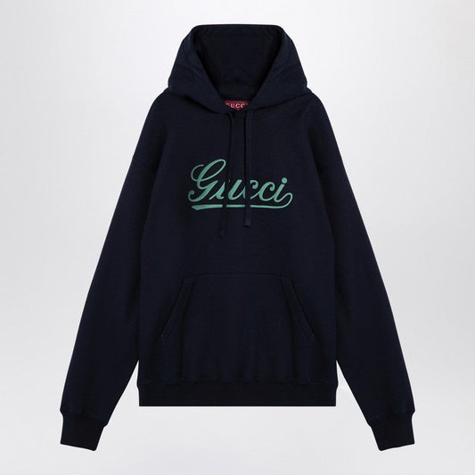 Gucci Navy Blue Hoodie With Logo Men