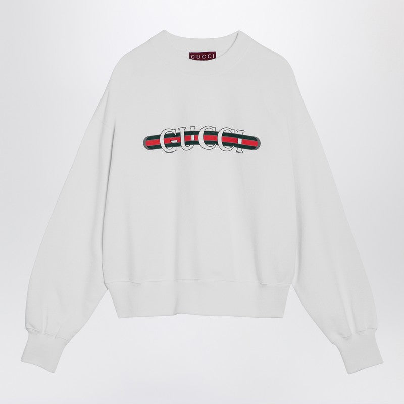Gucci White Cotton Sweatshirt With Logo Print Women
