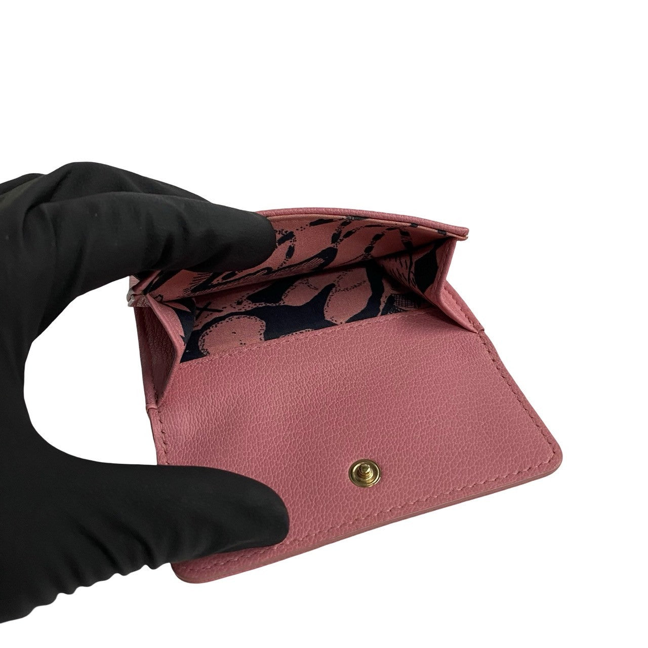 CHANEL Tri-fold wallet leather pink Lucky flower