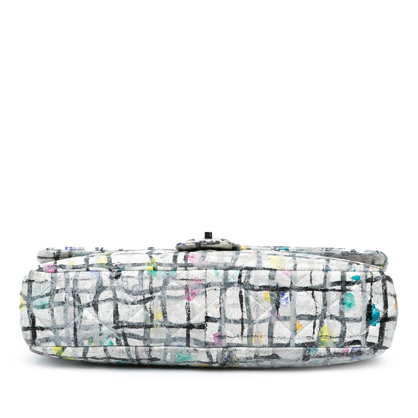 White Chanel Medium Calfskin Hand Painted Graffiti Flap Crossbody Bag
