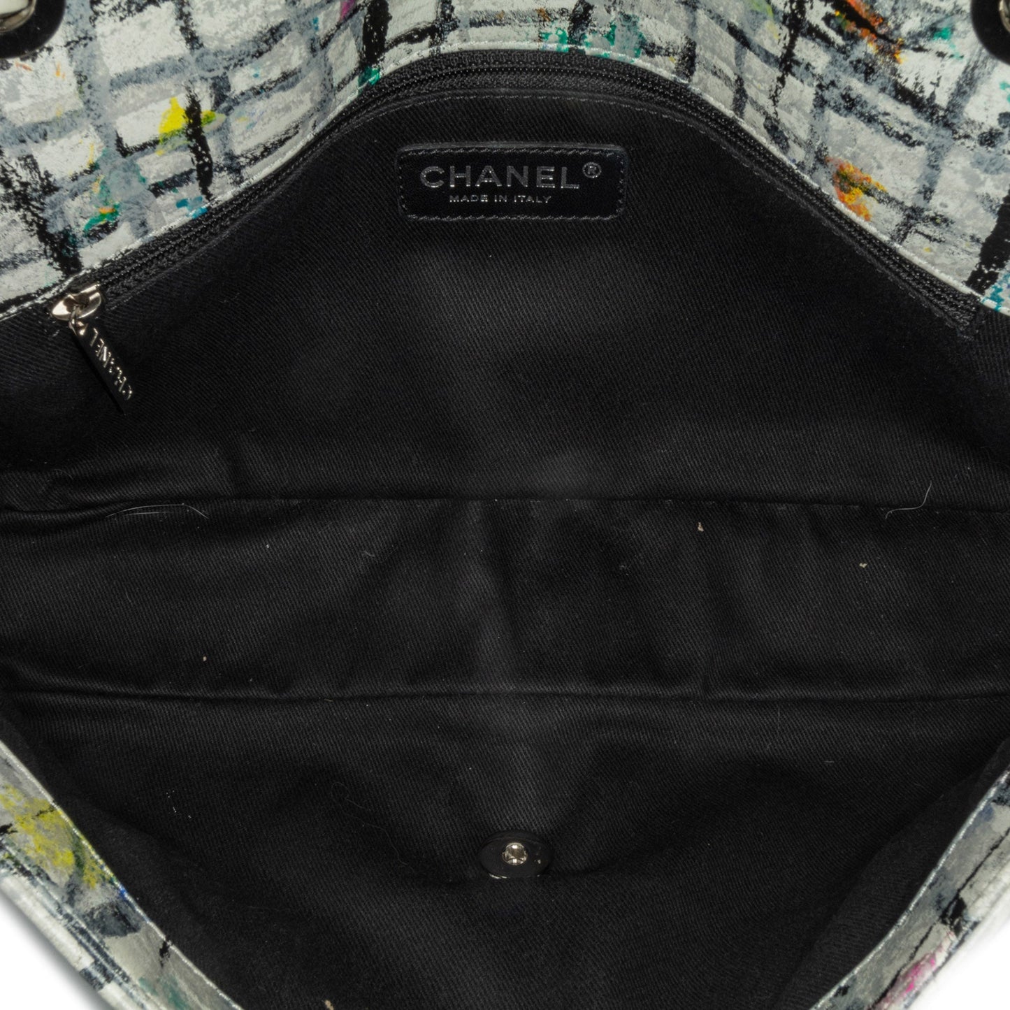 White Chanel Medium Calfskin Hand Painted Graffiti Flap Crossbody Bag