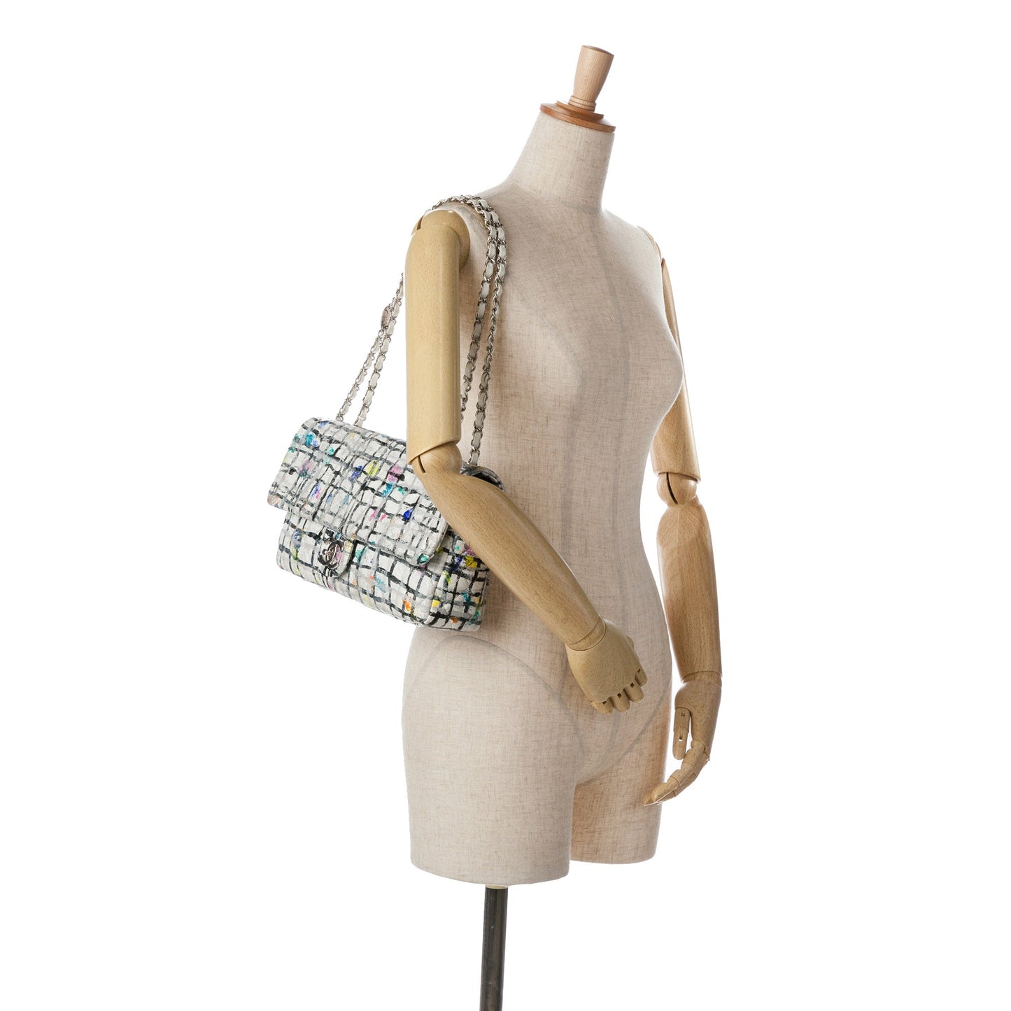 White Chanel Medium Calfskin Hand Painted Graffiti Flap Crossbody Bag