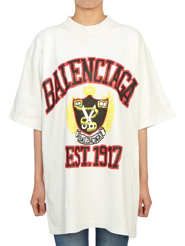 Luxury Balenciaga  DIY College Medium Fit Short Sleeve T-Shirt White
