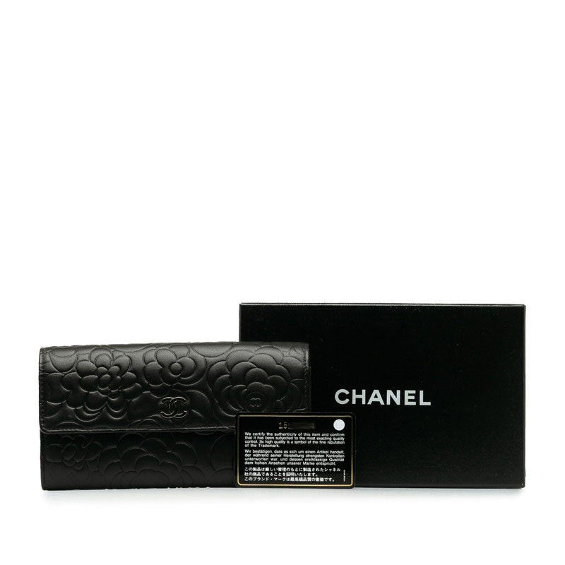 CHANEL CAMERIA COCOMARK Long Wallet Black   CHANEL