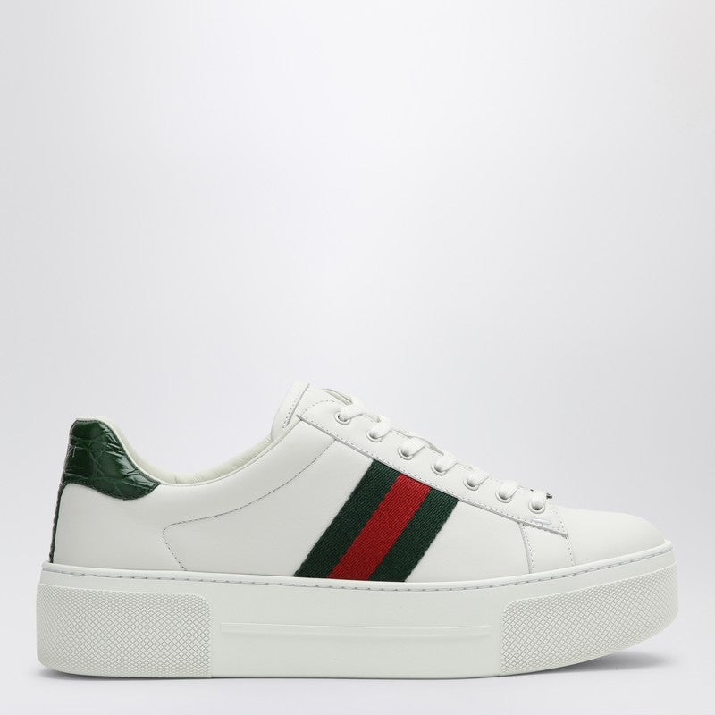 Gucci White Ace Sneaker With Web Detail Women