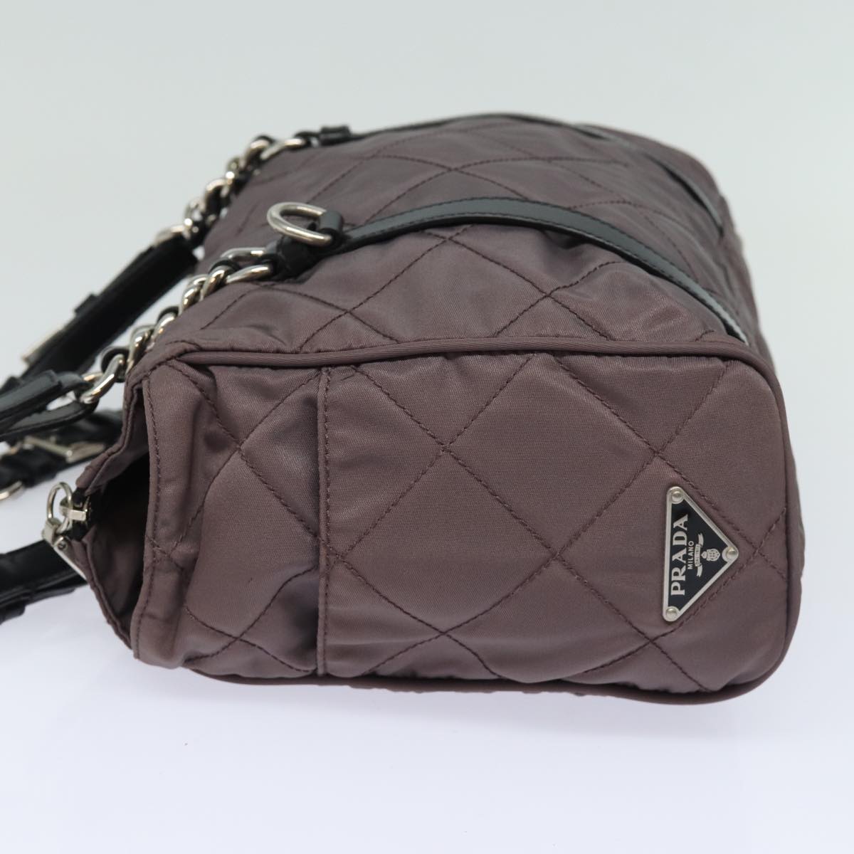 PRADA Chain Shoulder Bag Nylon Purple Auth 79154