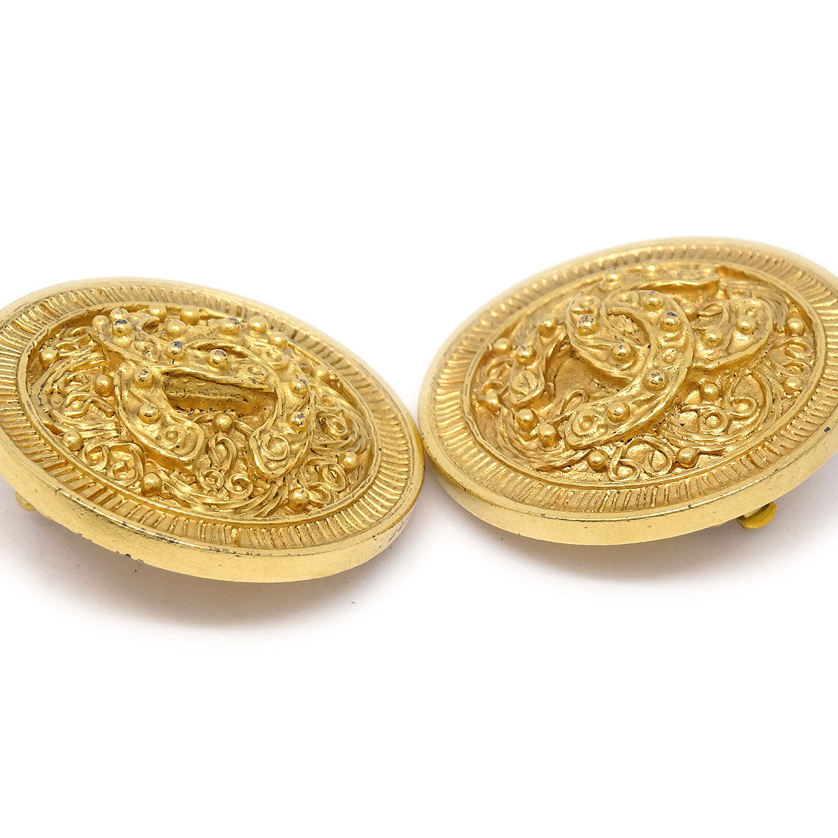 Chanel 1994 Gold 'CC' Filigree Earrings Large