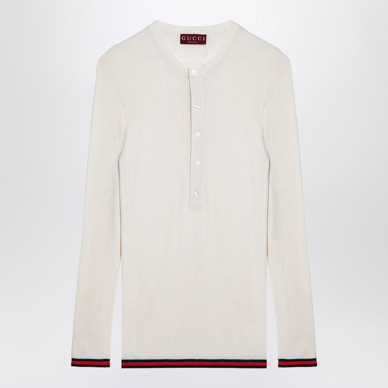 Gucci White Silk Jersey With Web Ribbon Men