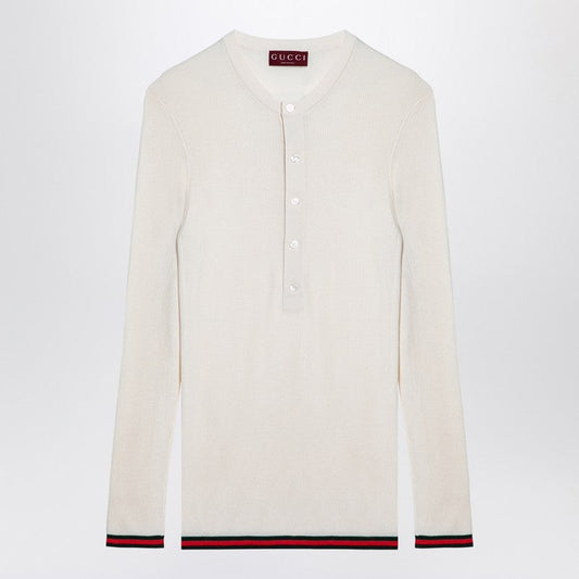 Gucci White Silk Jersey With Web Ribbon Men