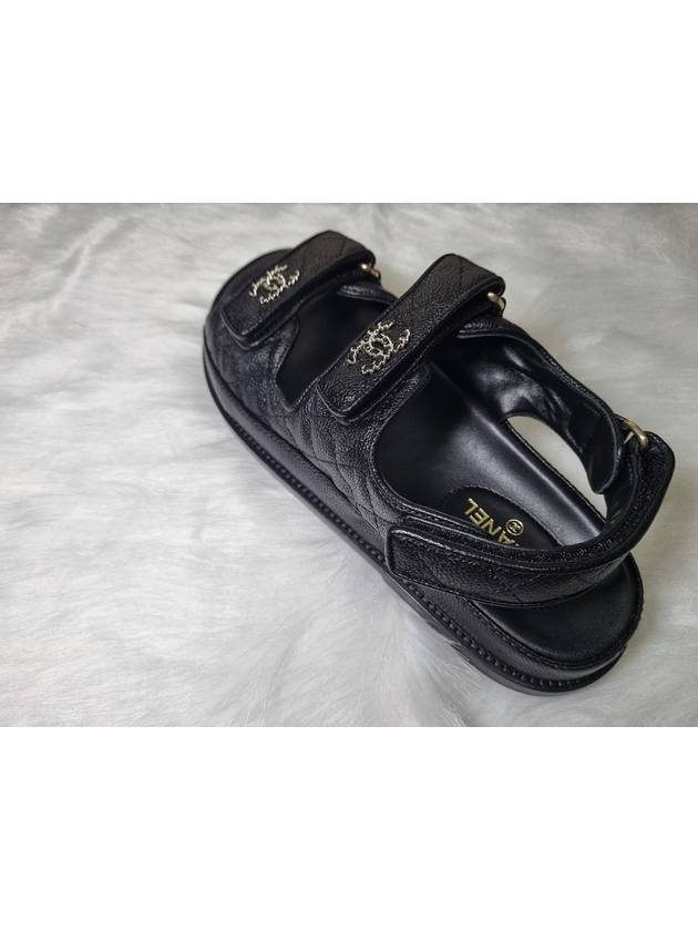 WoMen's CC Logo Velcro Sandals Gold Black Chanel