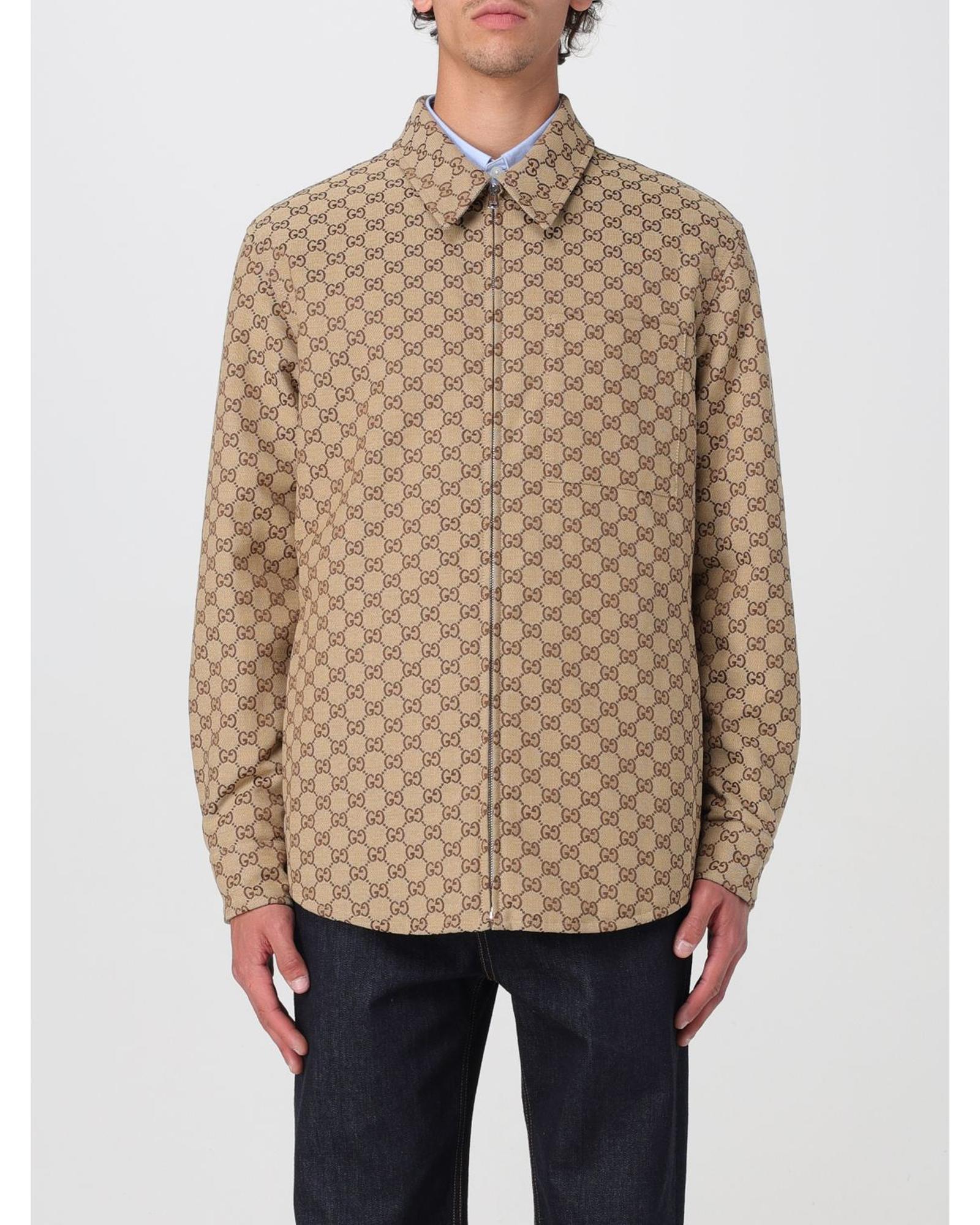 Gucci GG Pattern ZipUp Jacket Men Beige Regular XL Beige