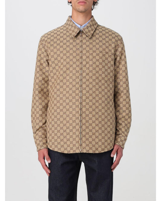 Gucci GG Pattern ZipUp Jacket Men Beige Regular XL Beige