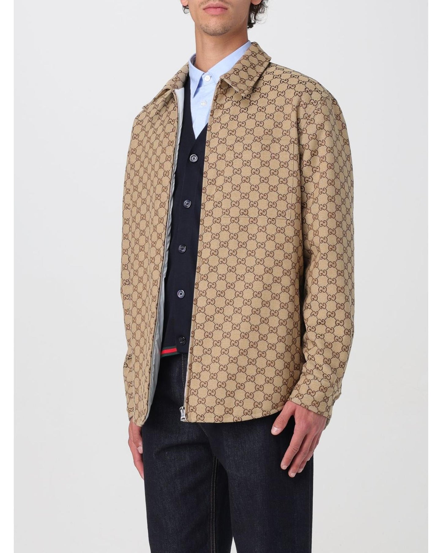 Gucci GG Pattern ZipUp Jacket Men Beige