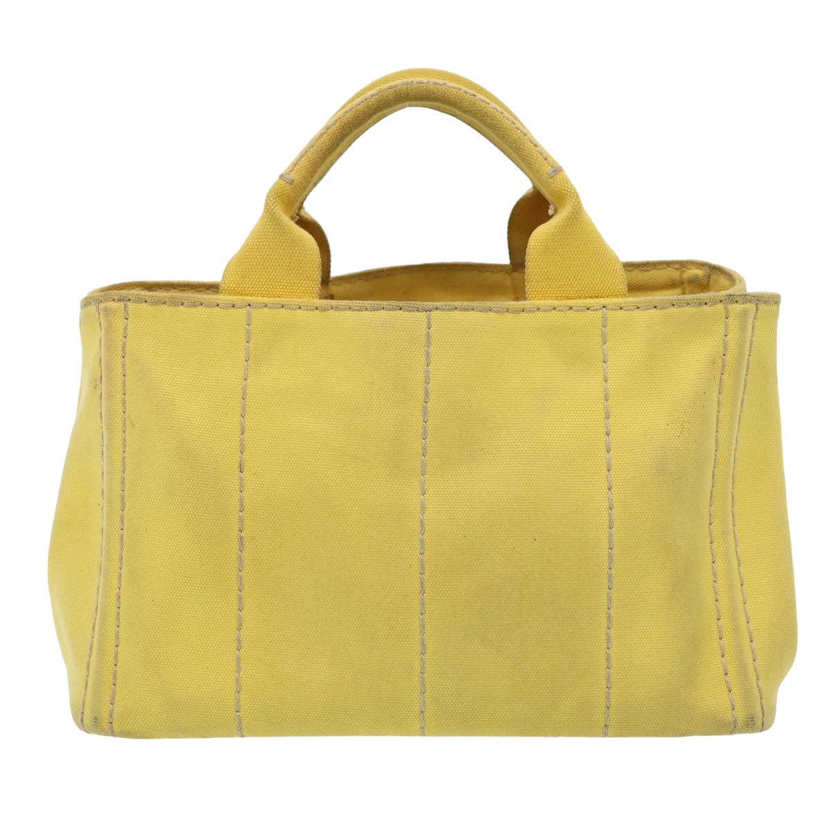 PRADA Canapa PM Hand Bag Canvas 2way Yellow Auth 79532