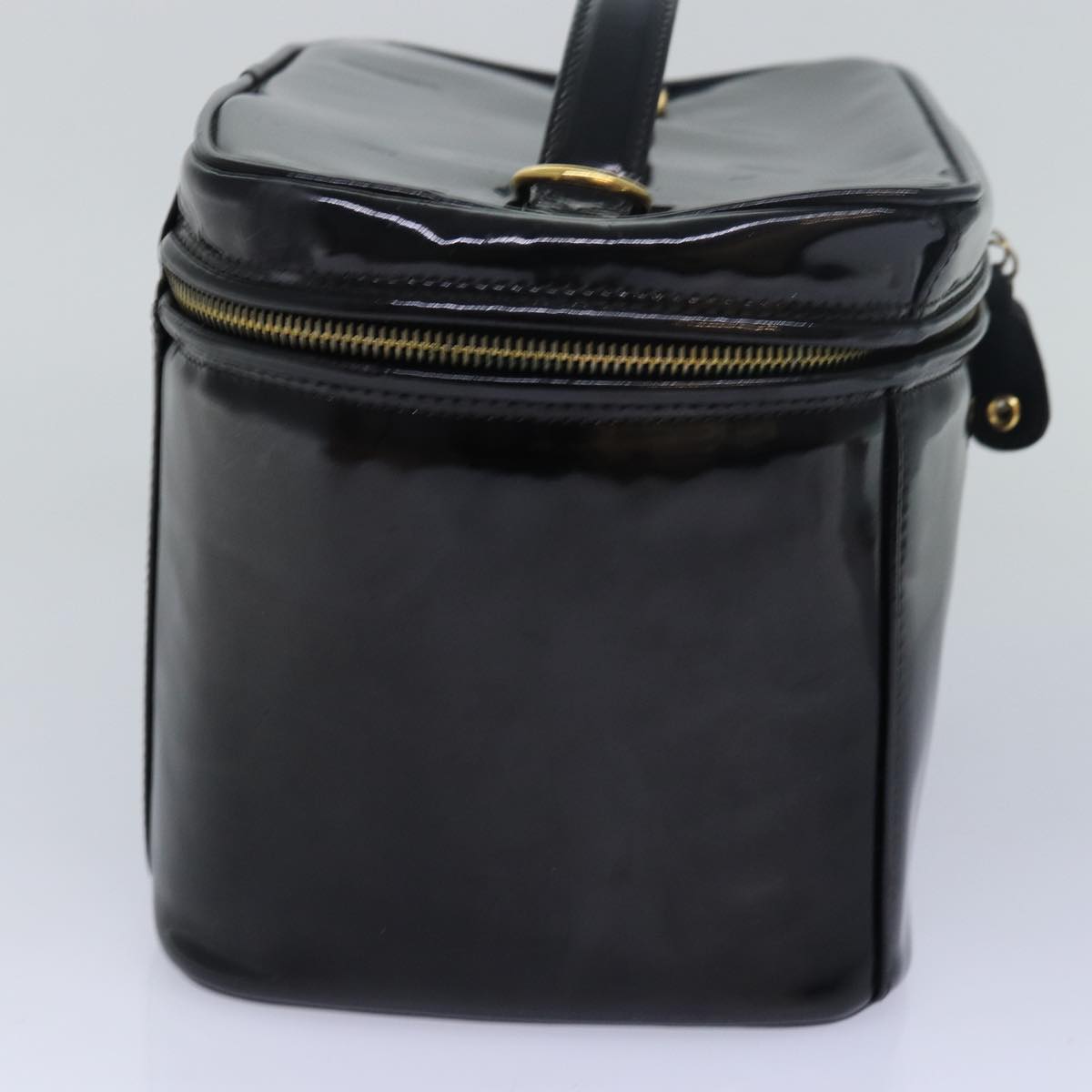 Top Quality Chanel COCO Mark Vanity Cosmetic Pouch Enamel Black CC Auth 79536