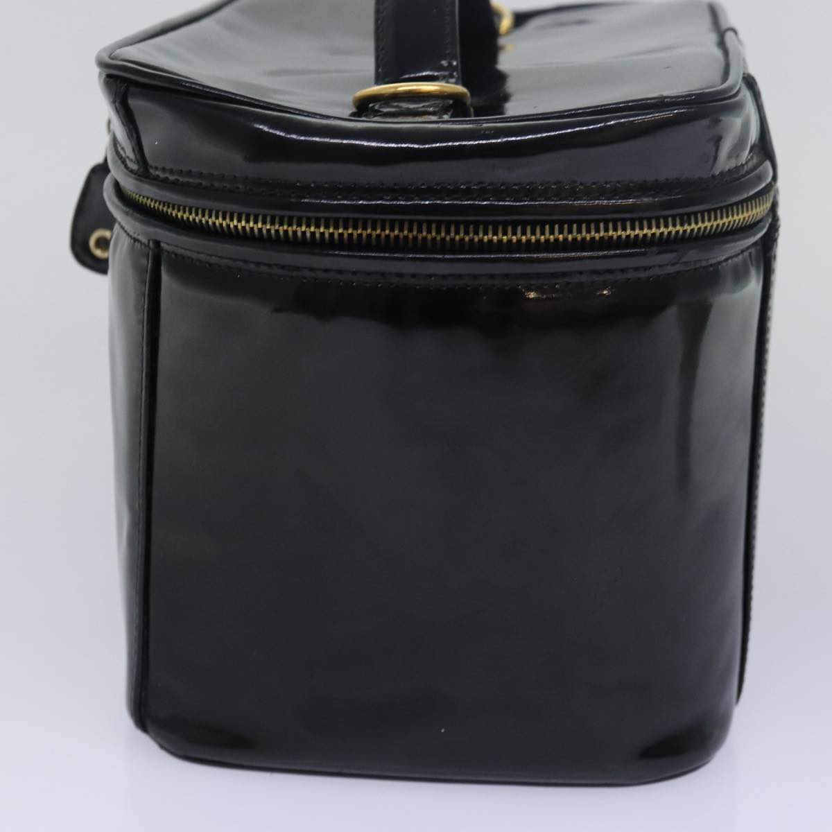 Top Quality Chanel COCO Mark Vanity Cosmetic Pouch Enamel Black CC Auth 79536