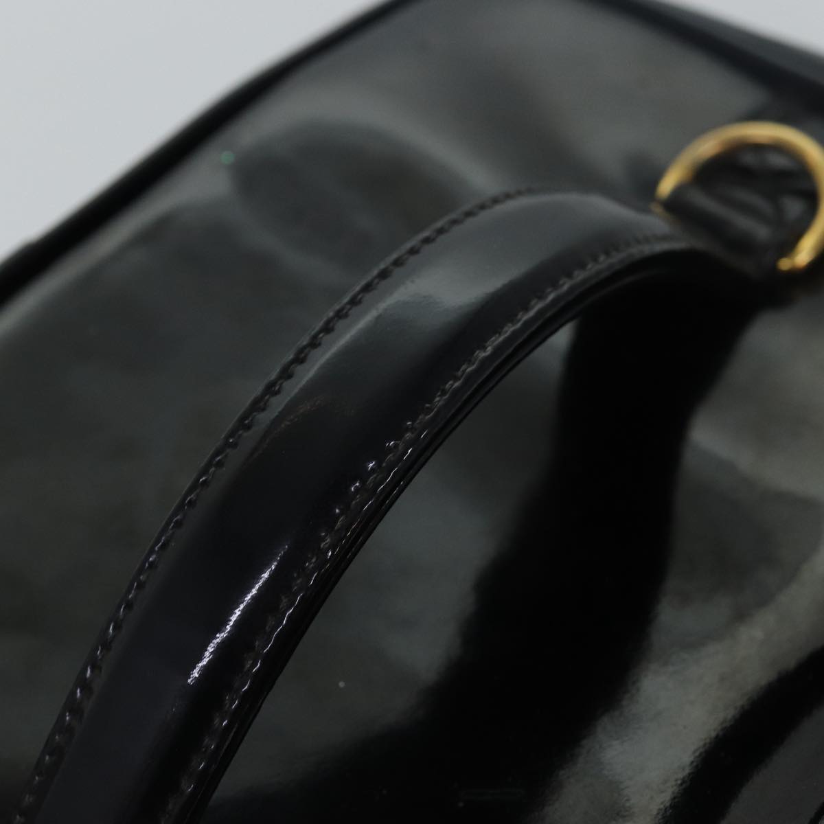 Top Quality Chanel COCO Mark Vanity Cosmetic Pouch Enamel Black CC Auth 79536