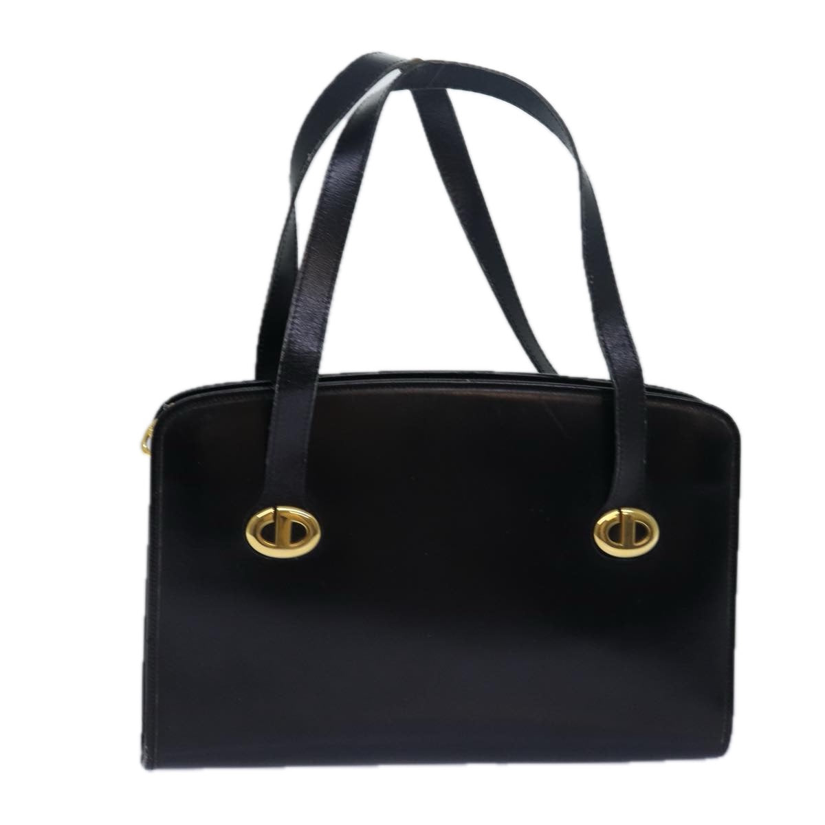 CHRISTIAN DIOR Hand Bag Leather Black Auth 79614