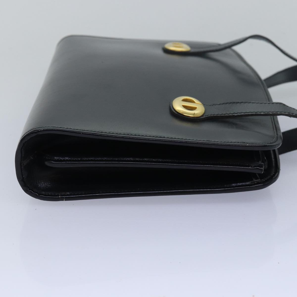 CHRISTIAN DIOR Hand Bag Leather Black Auth 79614
