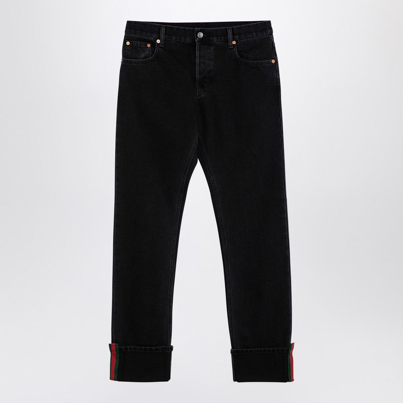 Gucci Grey Denim Jeans With Web Detail Men