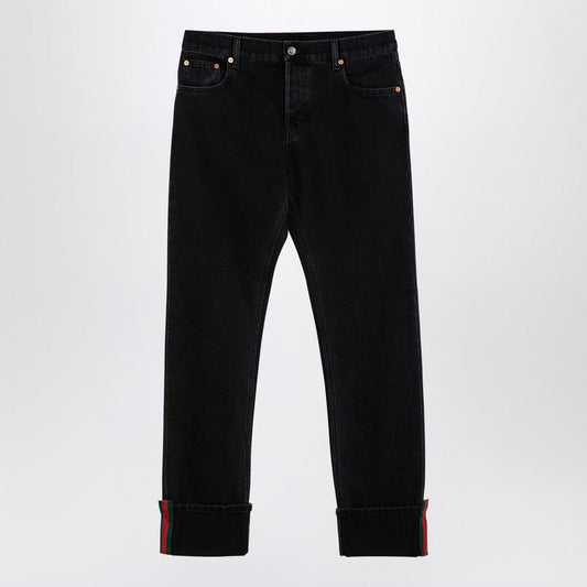 Gucci Grey Denim Jeans With Web Detail Men