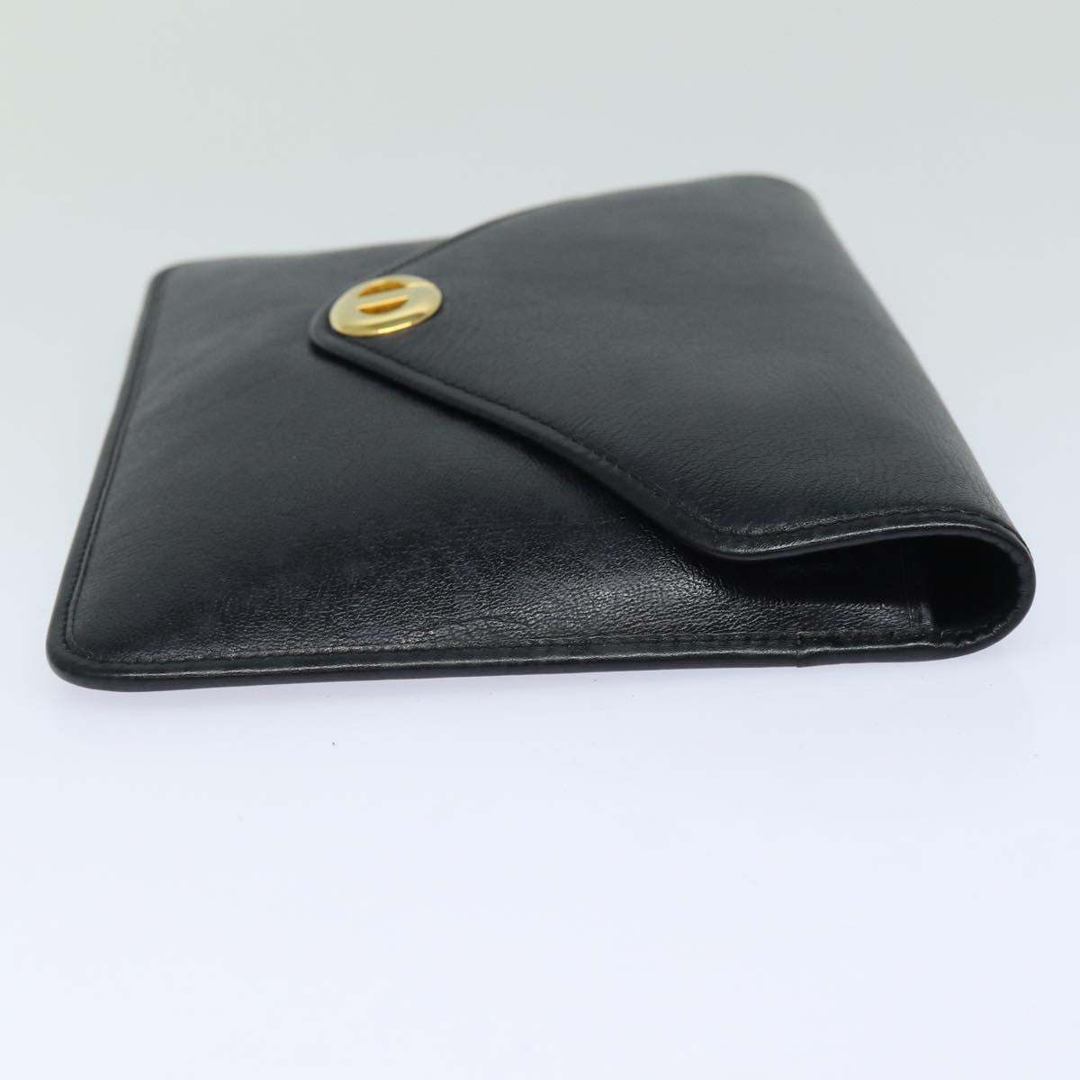 CHRISTIAN DIOR Clutch Bag Leather Black Auth 79728