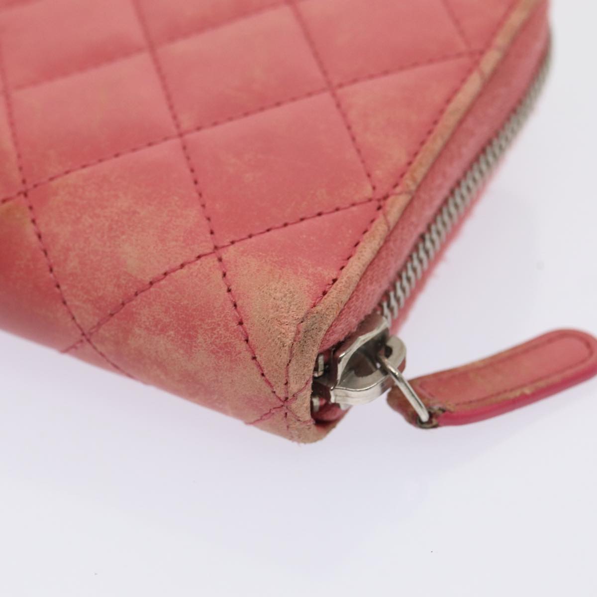 Top Quality Chanel Matelasse Long Wallet Lamb Skin Pink CC Auth 79765