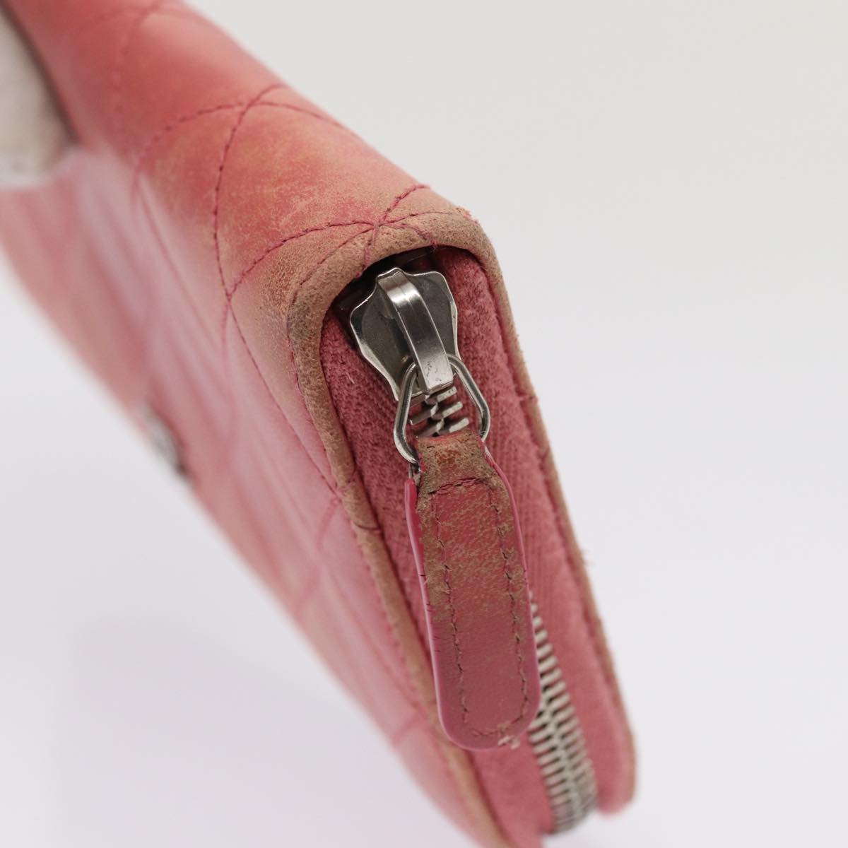 Top Quality Chanel Matelasse Long Wallet Lamb Skin Pink CC Auth 79765