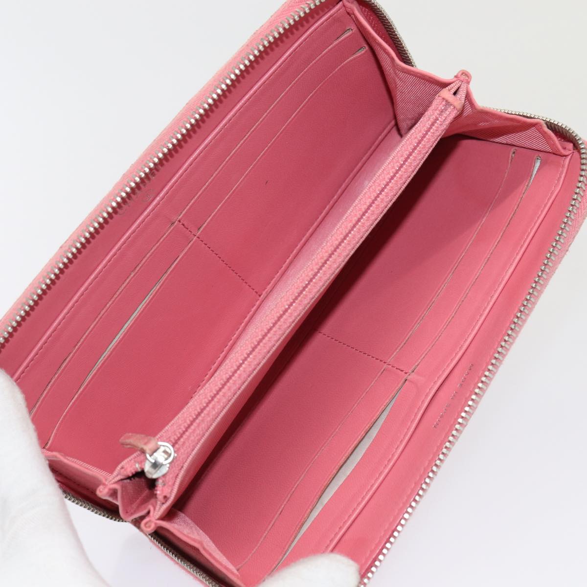 Top Quality Chanel Matelasse Long Wallet Lamb Skin Pink CC Auth 79765