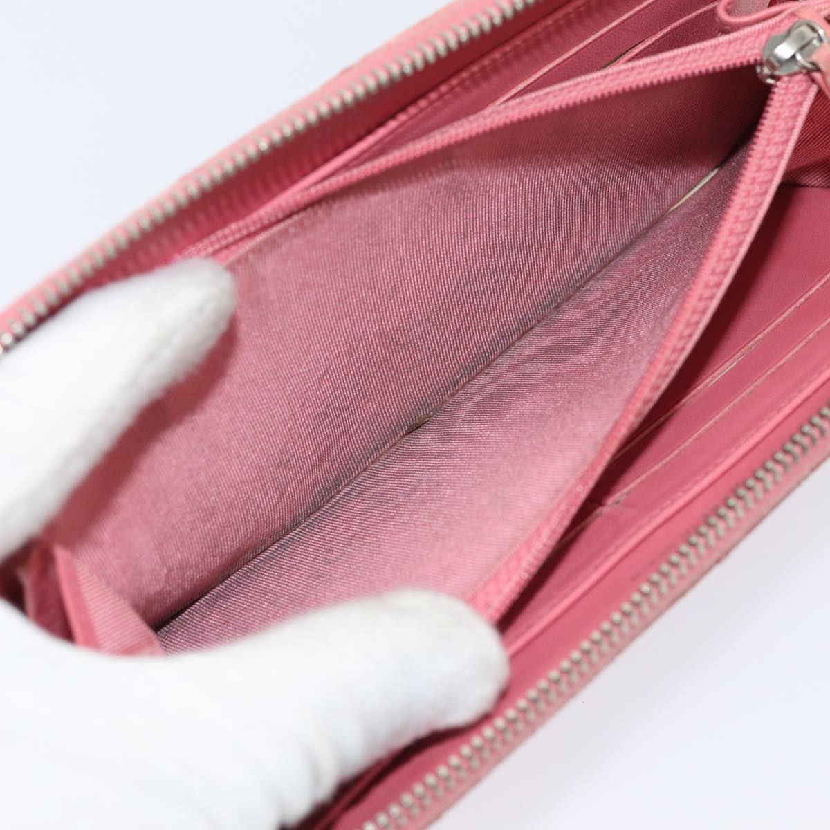 Top Quality Chanel Matelasse Long Wallet Lamb Skin Pink CC Auth 79765