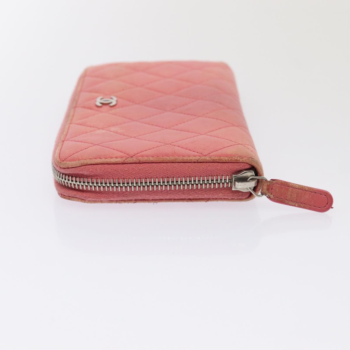 Top Quality Chanel Matelasse Long Wallet Lamb Skin Pink CC Auth 79765