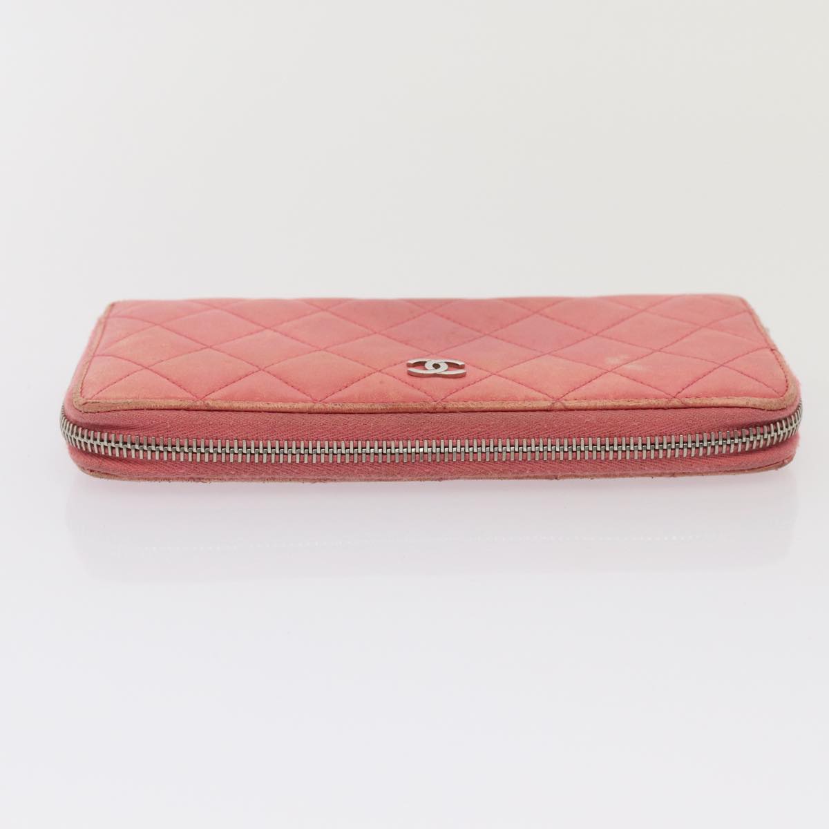Top Quality Chanel Matelasse Long Wallet Lamb Skin Pink CC Auth 79765