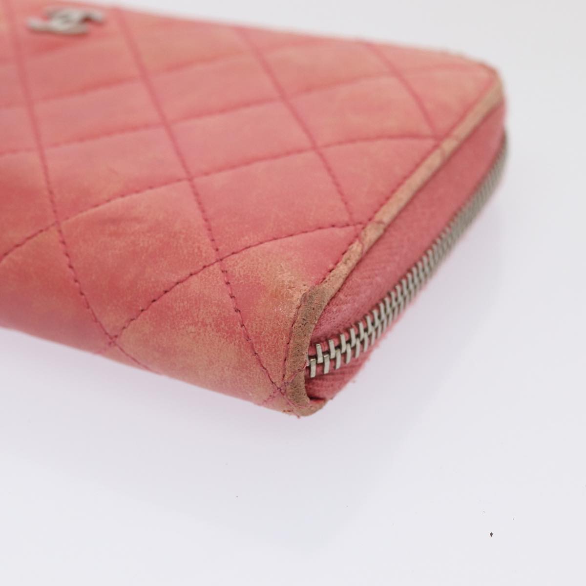 Top Quality Chanel Matelasse Long Wallet Lamb Skin Pink CC Auth 79765